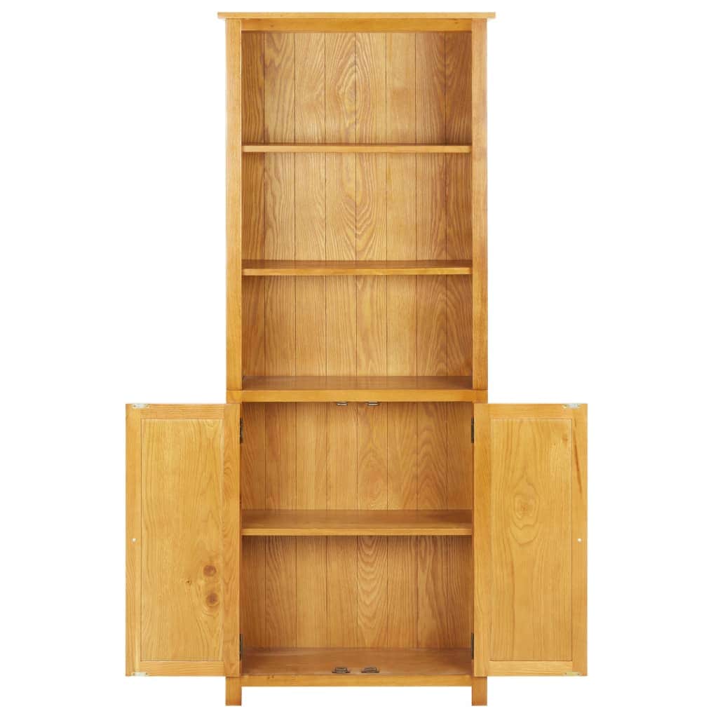 Bookcase with 2 Doors Solid Oak Wood