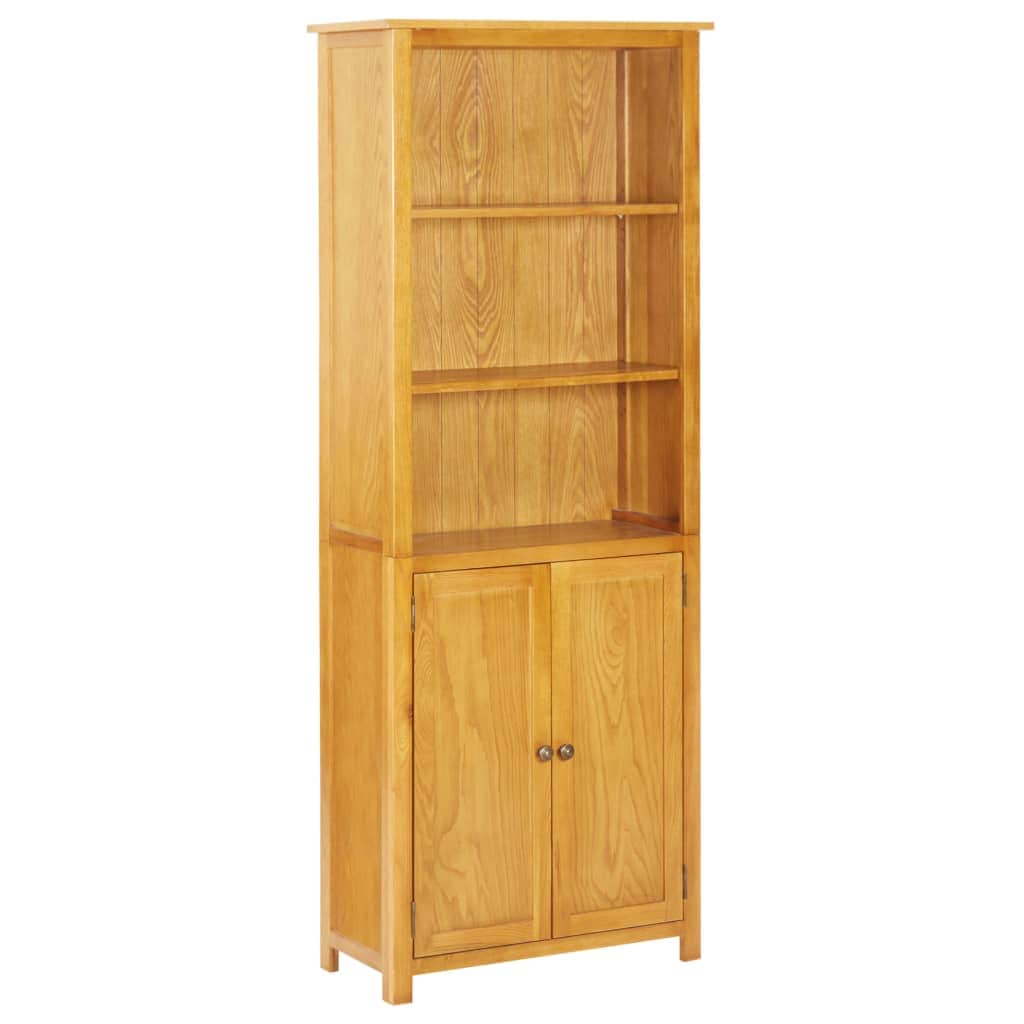 Bookcase with 2 Doors Solid Oak Wood