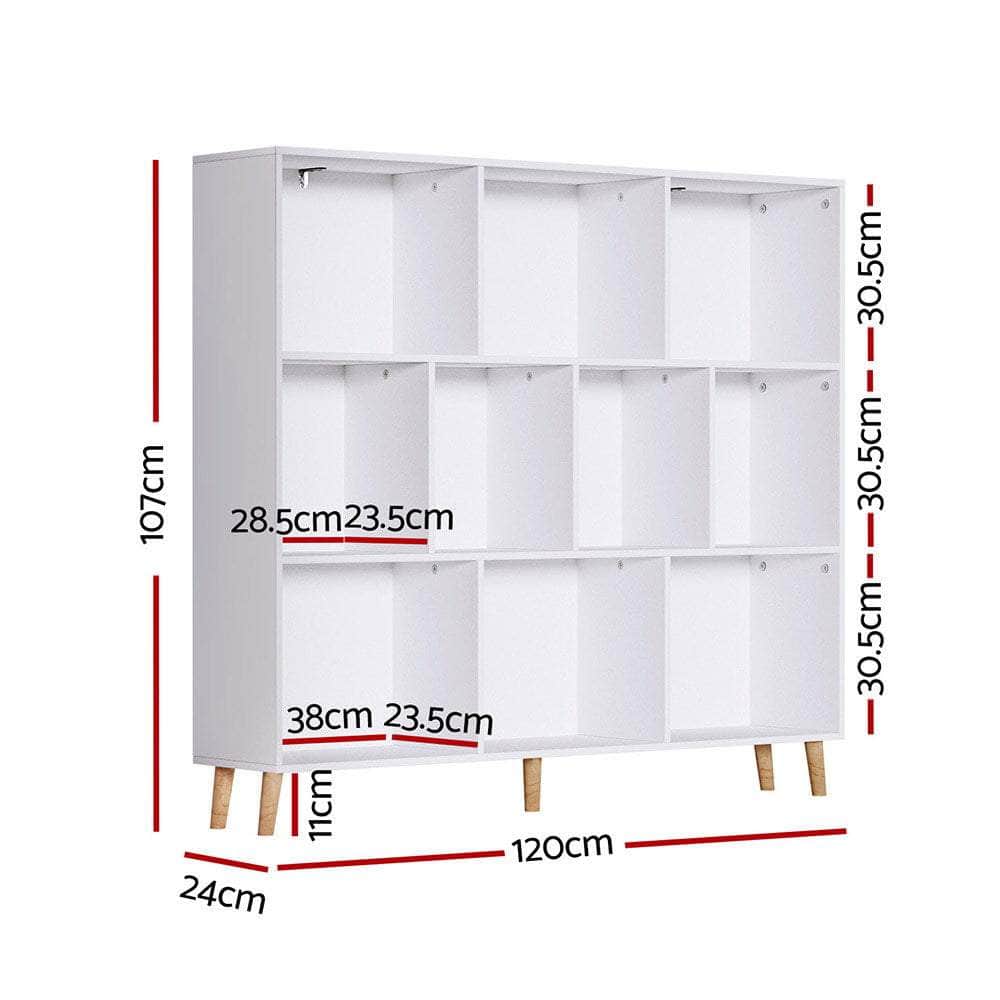 Bookshelf 3 Tiers 10 Cubes - Cora White | Bookcases & Shelves