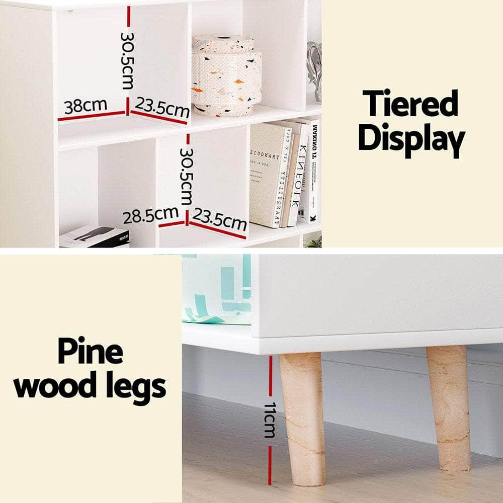 Bookshelf 3 Tiers 10 Cubes - Cora White with Bookcases & Shelves
