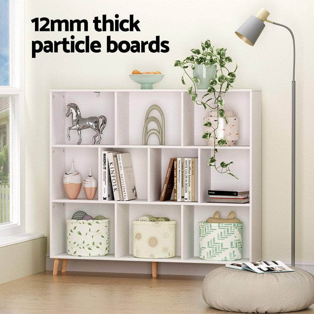 Bookshelf 3 Tiers 10 Cubes - Cora White, White colour