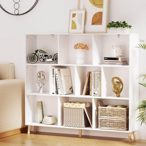 Bookshelf 3 Tiers 10 Cubes - Cora White