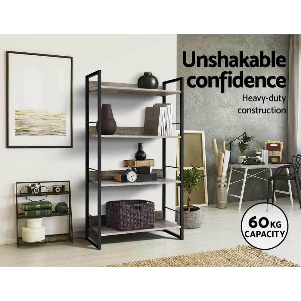 Bookshelf 4 Tiers - Noe Black And Oak