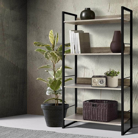 Bookshelf 4 Tiers - Noe Black And Oak