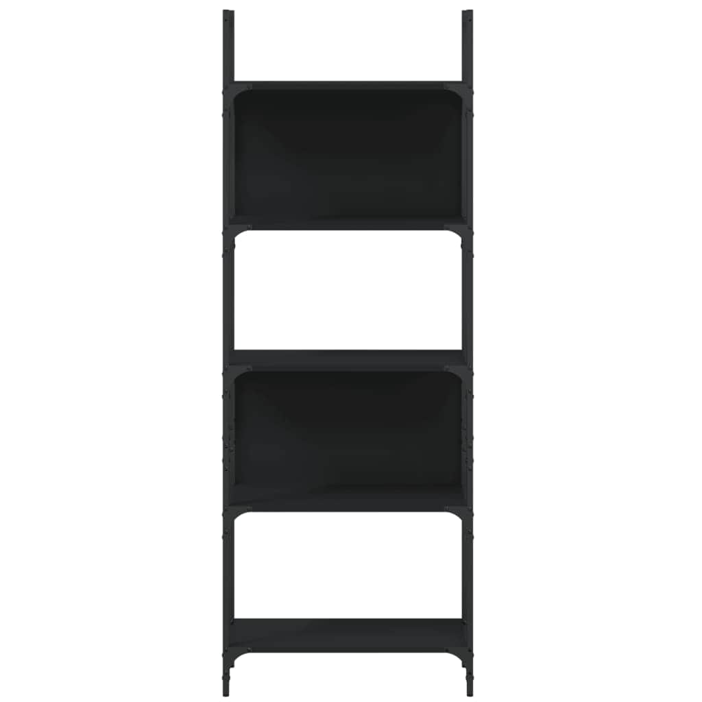Wood finish - Bookshelf 5-Tier Black Engineered Wood