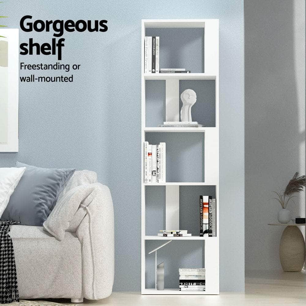 Bookshelf 5 Tiers - Lina White, Bookcases & Shelves