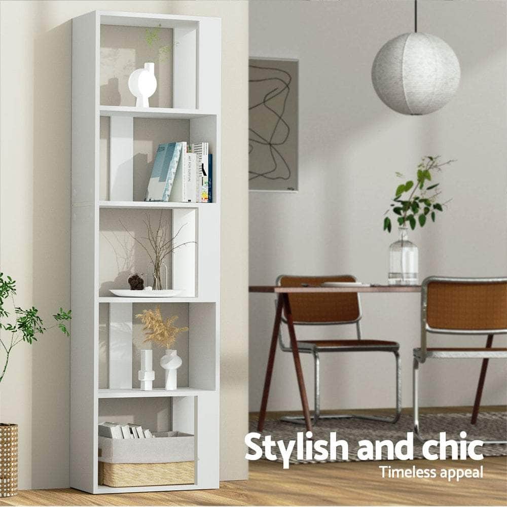 Bookshelf 5 Tiers - Lina White with Bookcases & Shelves