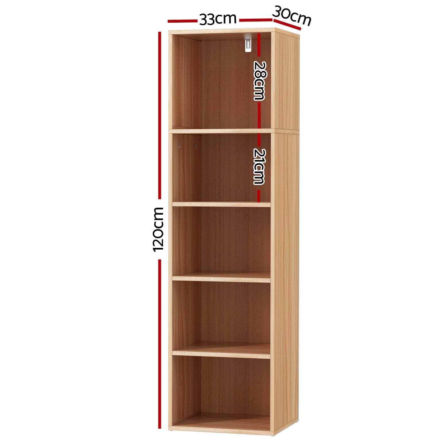Bookshelf 5 Tiers Milo Pine | Bookcases & Shelves