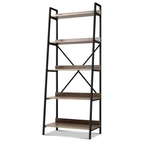 Bookshelf 5 Tiers - Nor Black And Oak