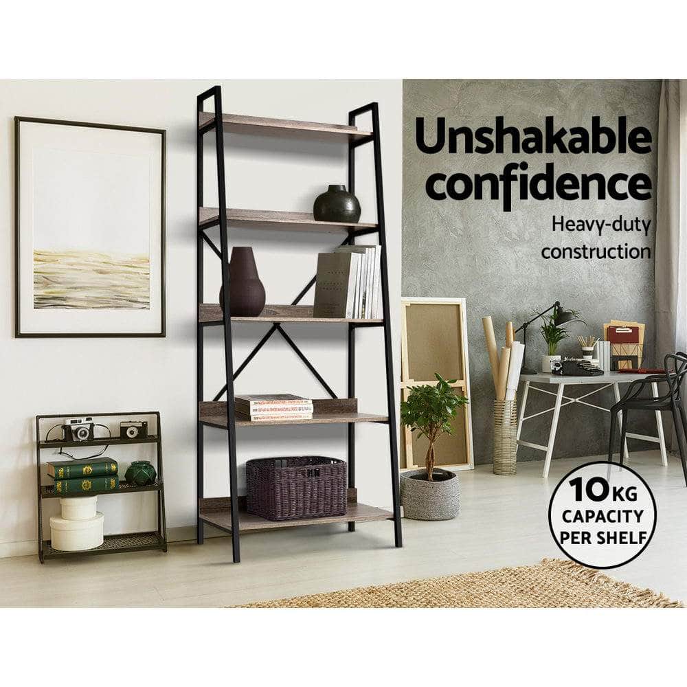 Bookshelf 5 Tiers - Nor Black And Oak