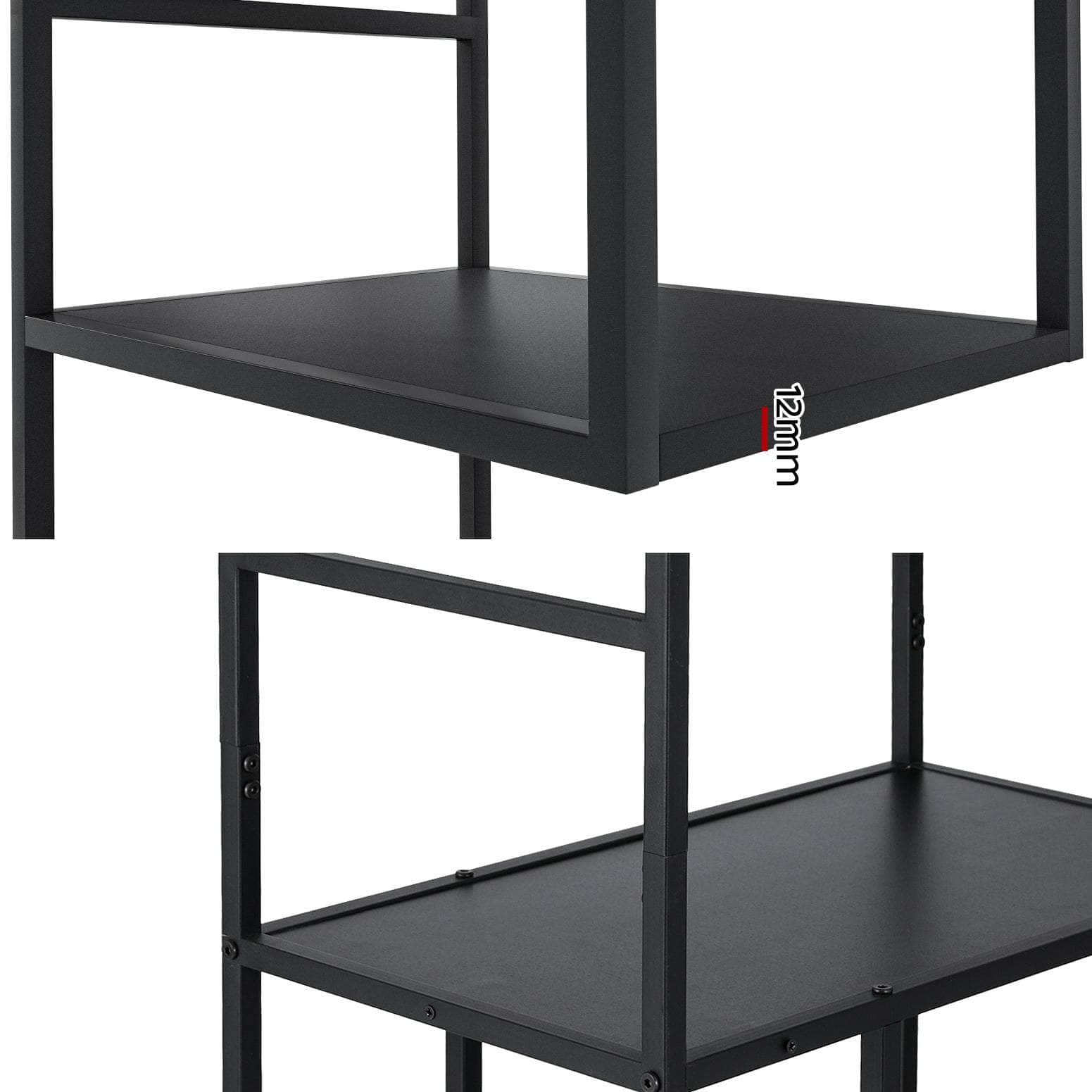 Bookshelf 5 Tiers Rhys Black, Black colour