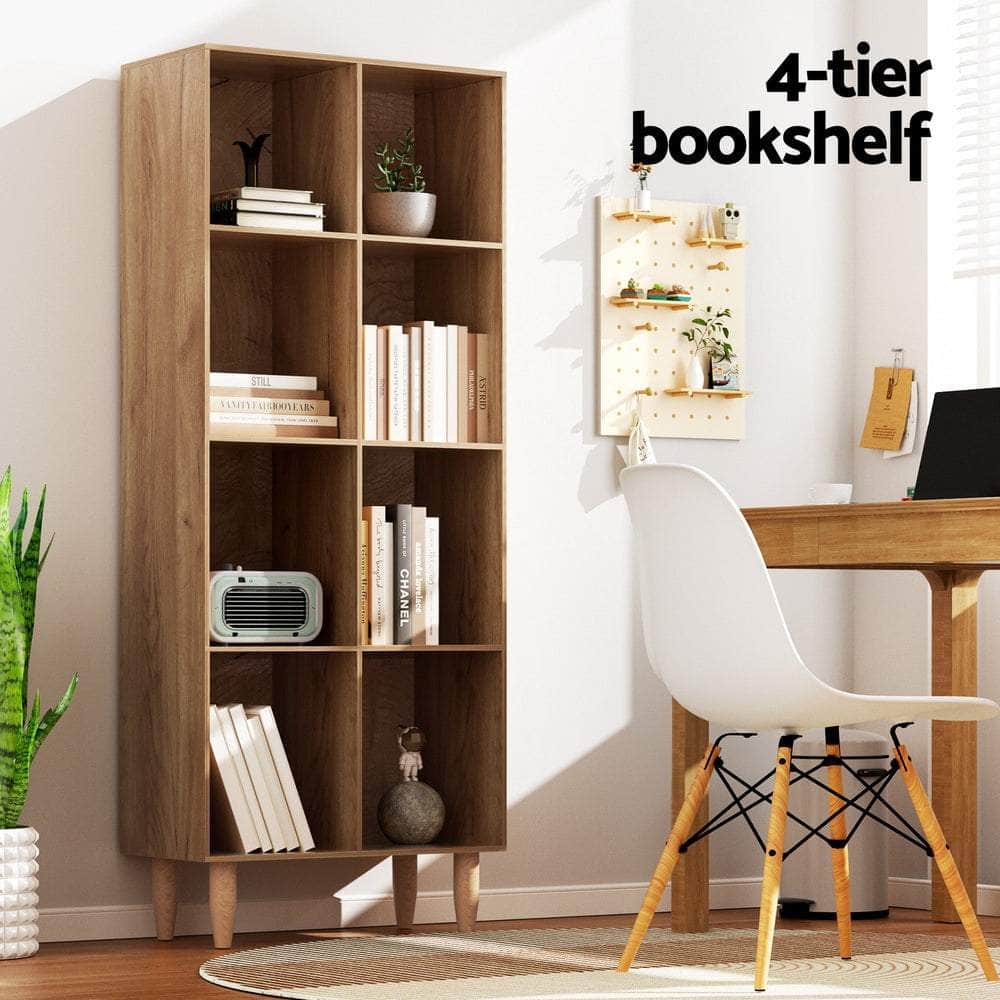 Bookshelf Bookcase 4 Tiers LEOR Walnut, Bookcases & Shelves