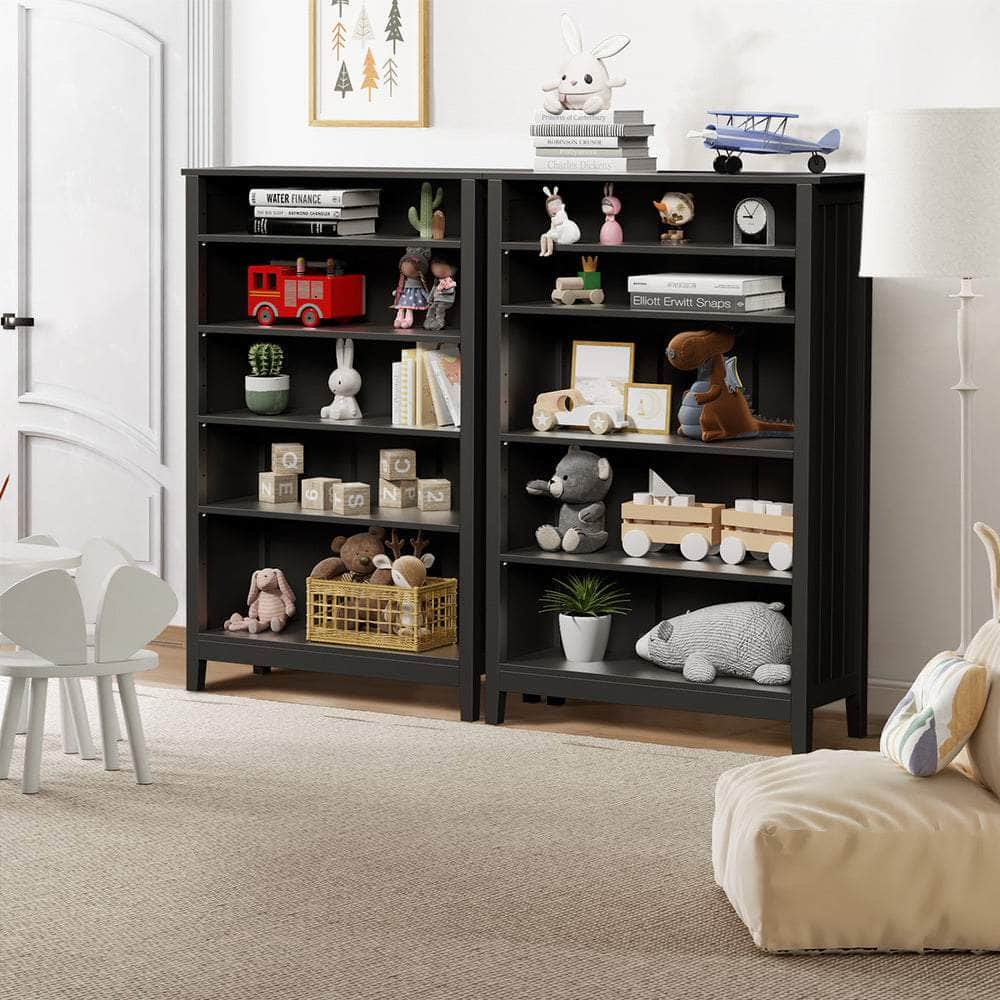 Bookshelf Bookcase Display Shelf 5-Tier Storage Cabinet Black
