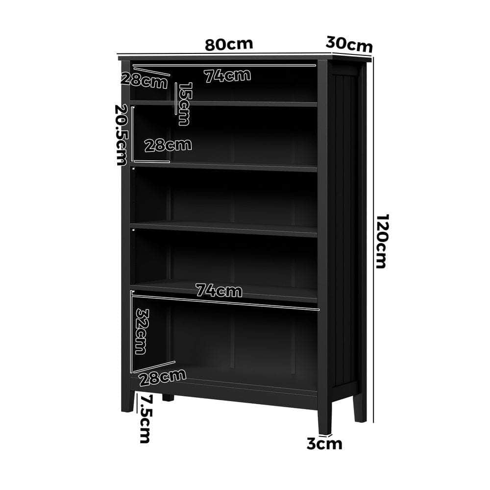 Bookshelf Bookcase Display Shelf 5-Tier Storage Cabinet Black