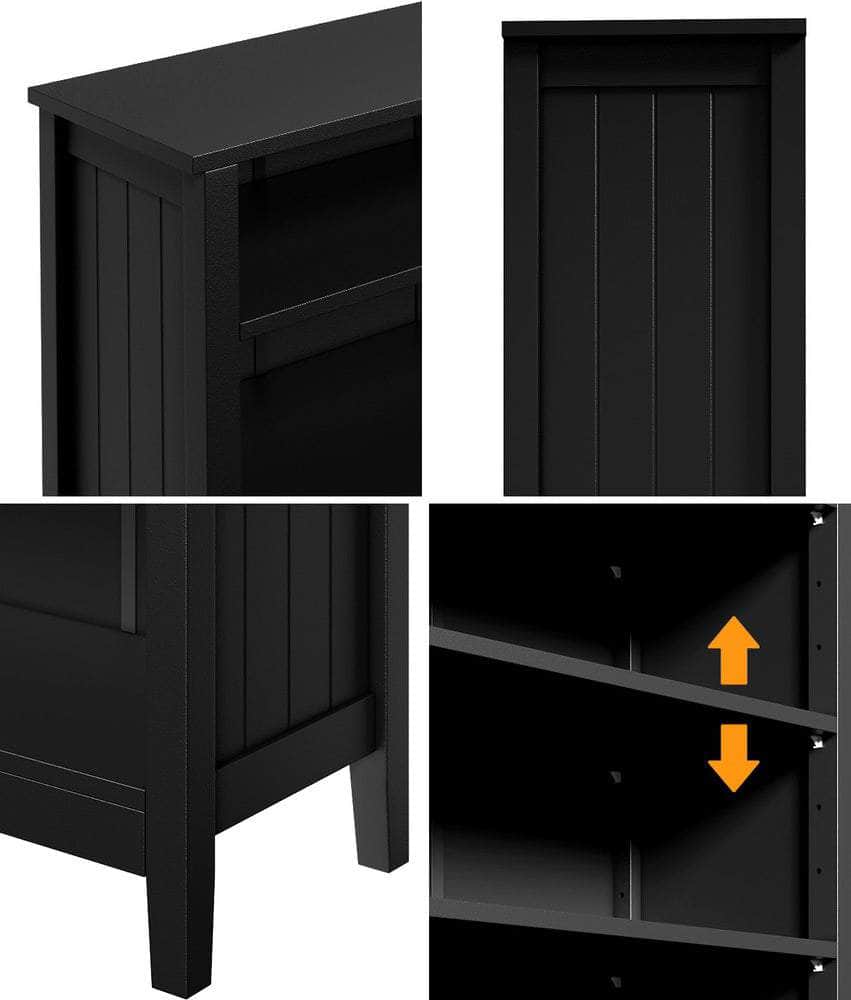 Bookshelf Bookcase Display Shelf 5-Tier Storage Cabinet Black