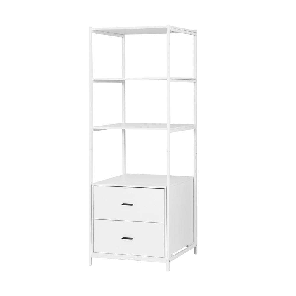 Bookshelf Display Shelf 2 Drawers 152CM White | White colour