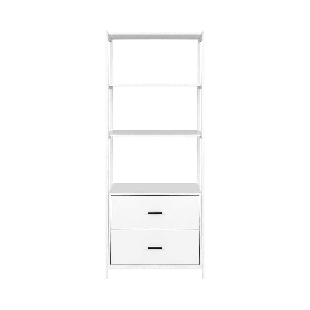 White colour - Bookshelf Display Shelf 2 Drawers 152CM White