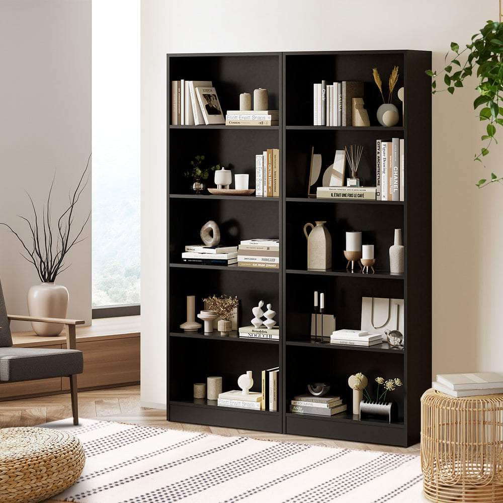 Bookshelf Display Shelf 5-Tier Black