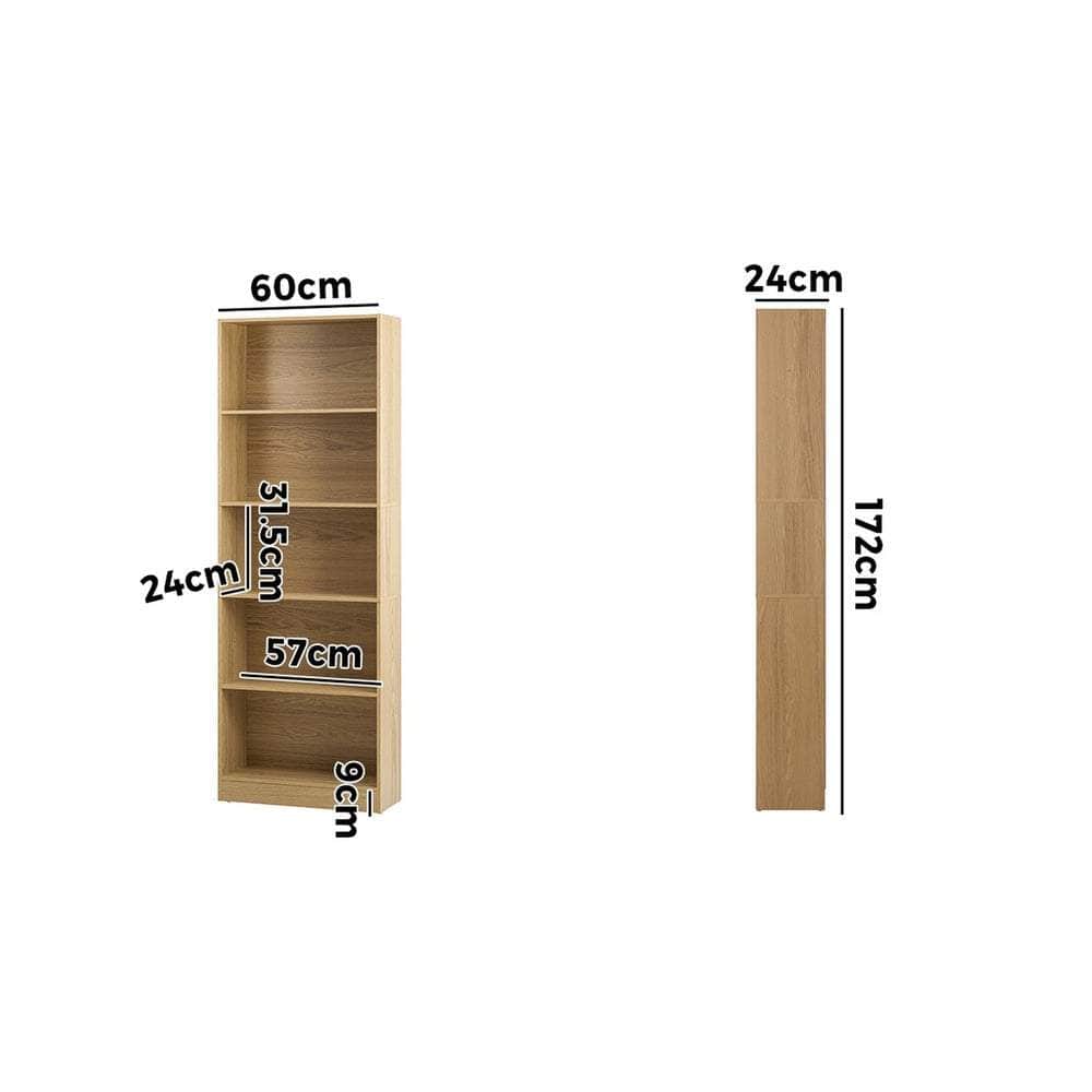 Bookshelf Display Shelf 5-Tier Natural