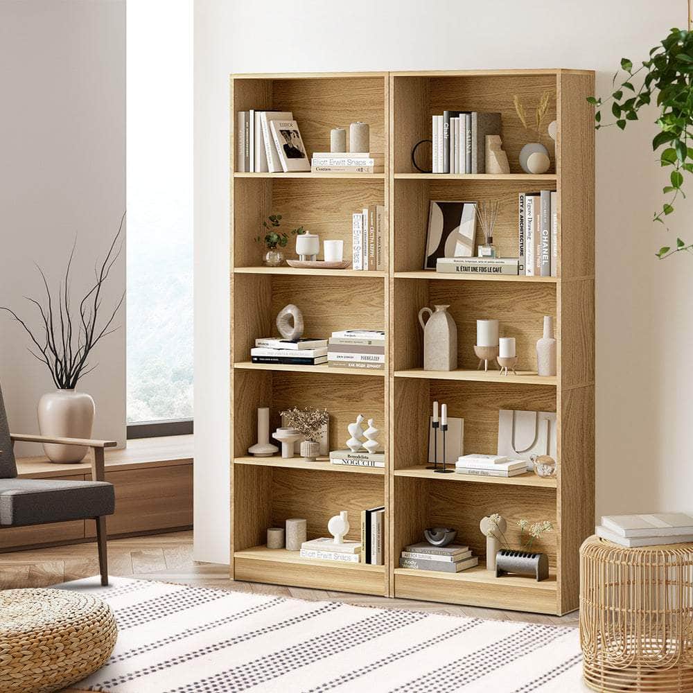 Bookshelf Display Shelf 5-Tier Natural