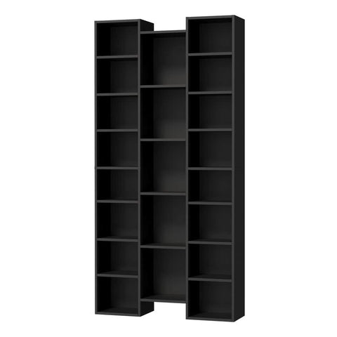 Bookshelf Display Storage Rack for CD DVD Media Organizer Black Natural & White