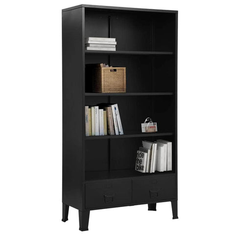 Bookshelf Industrial Black Steel