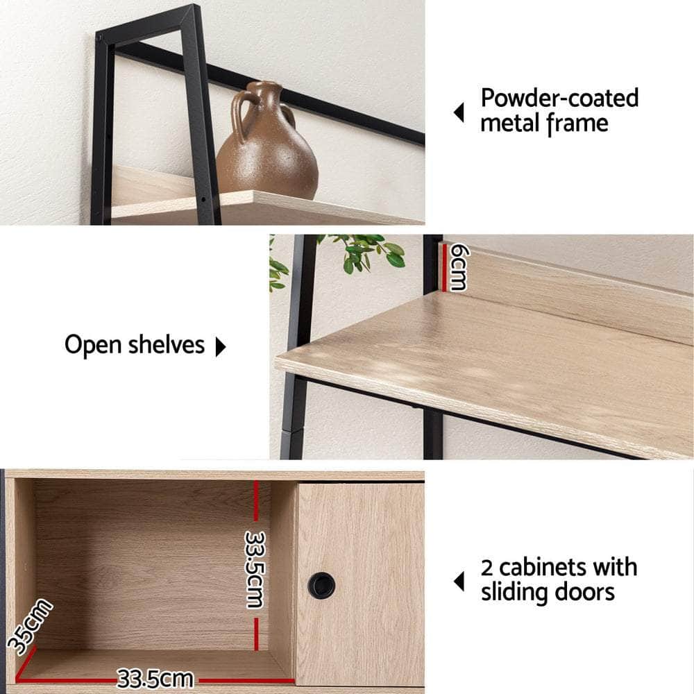 Bookshelf With Cabinet Mira Oak with Bookcases & Shelves