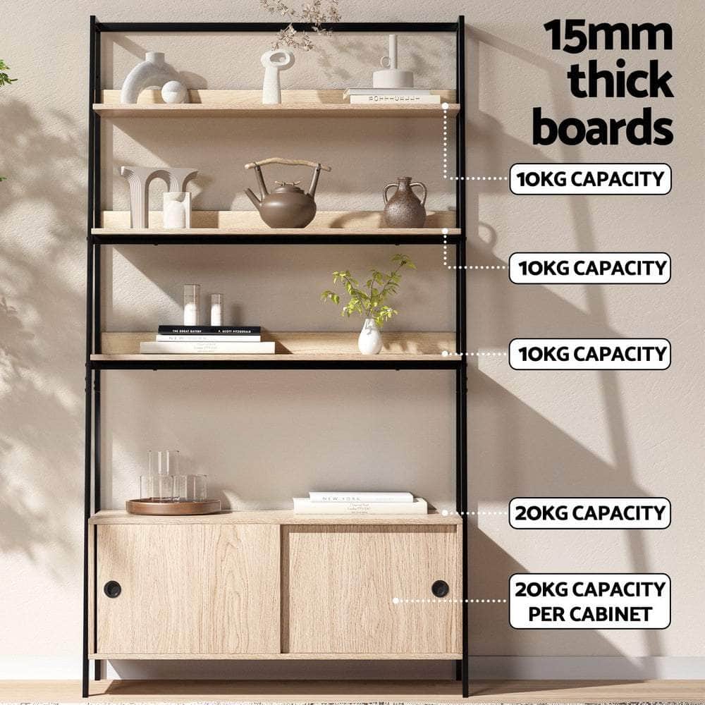 Bookshelf With Cabinet Mira Oak, Oak colour