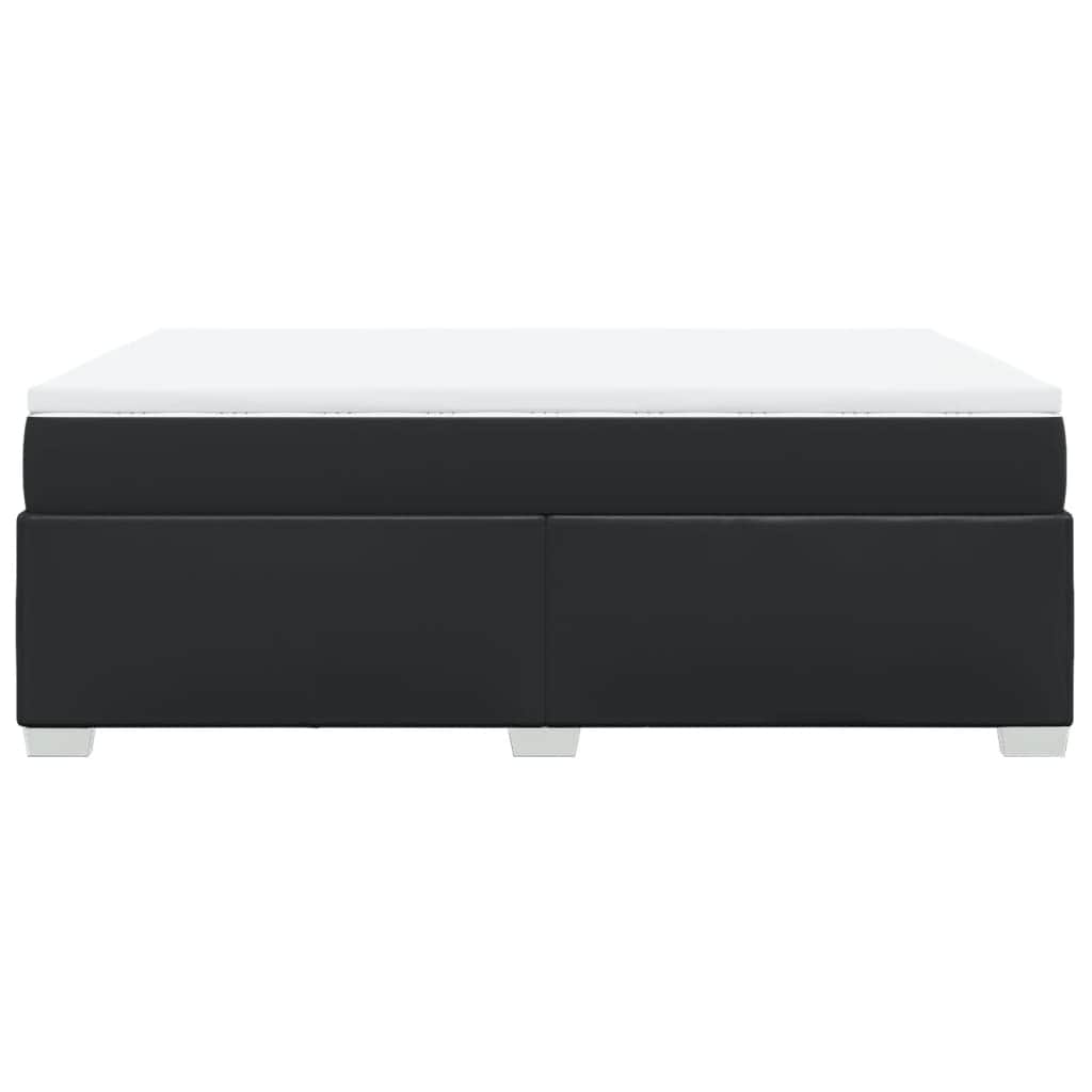 Box Spring Bed with Mattress Black Queen