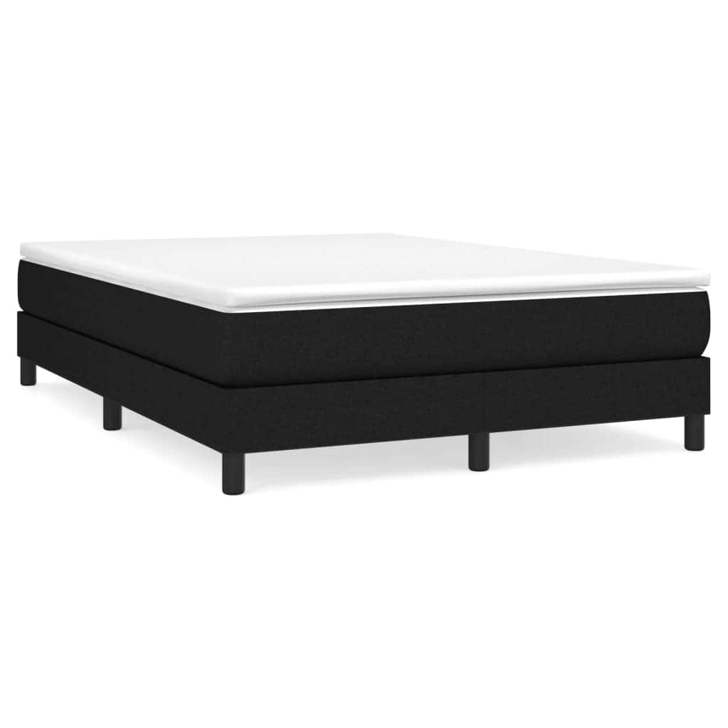 Box Spring Bed with Mattress Black Queen Size Fabric