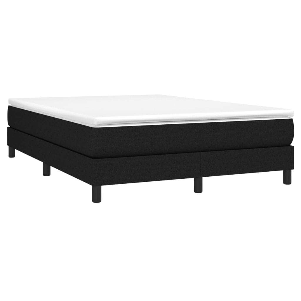 Box Spring Bed with Mattress Black Queen Size Fabric