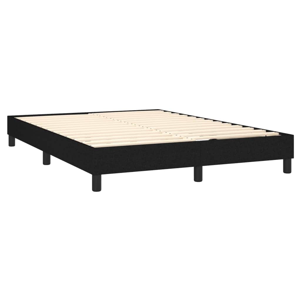 Box Spring Bed with Mattress Black Queen Size Fabric