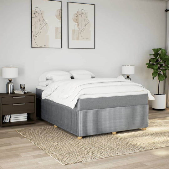 Box Spring Bed with Mattress Dark Grey Queen Fabric | Queen
