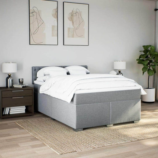 Box Spring Bed with Mattress Dark Grey Queen Fabric | Queen