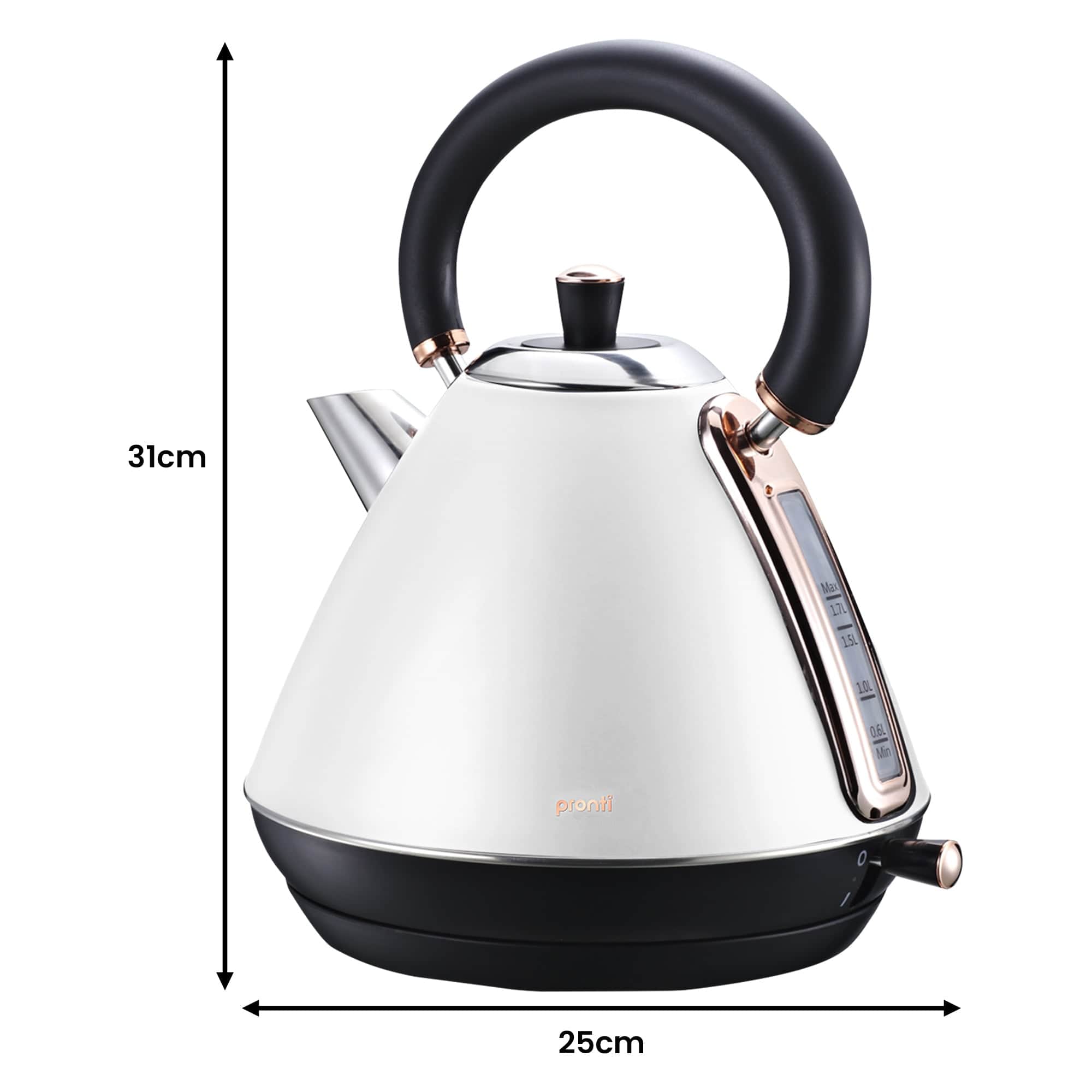 Breakfast Set White with Rose Gold Kettle, Toaster & 1.25L Espresso Machine