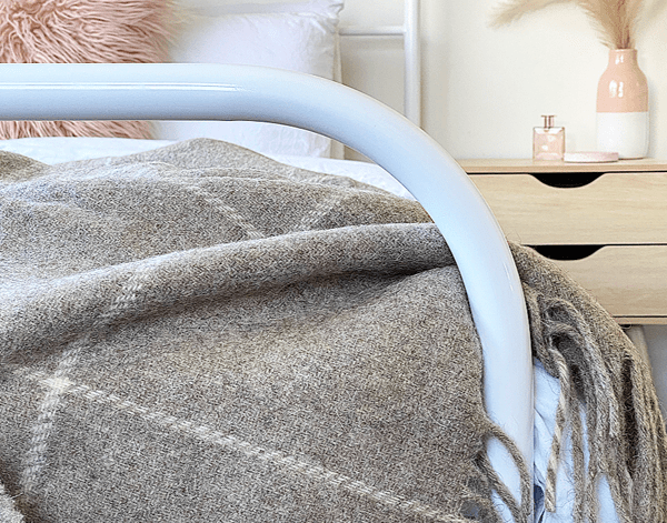 Brighton Throw - 100% Nz Wool - Beige Striped