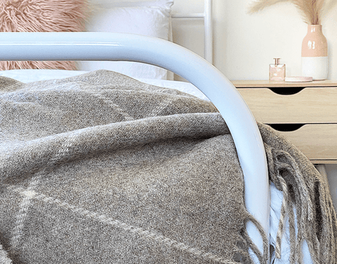Brighton Throw - 100% Nz Wool - Beige Striped