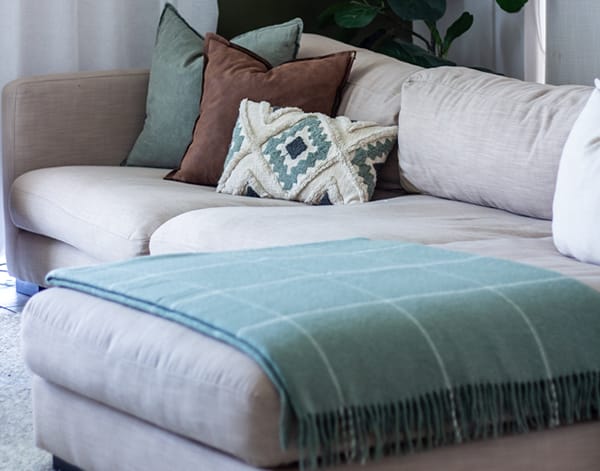 Brighton Throw - 100% Nz Wool - Sage Striped, Blankets & Throws