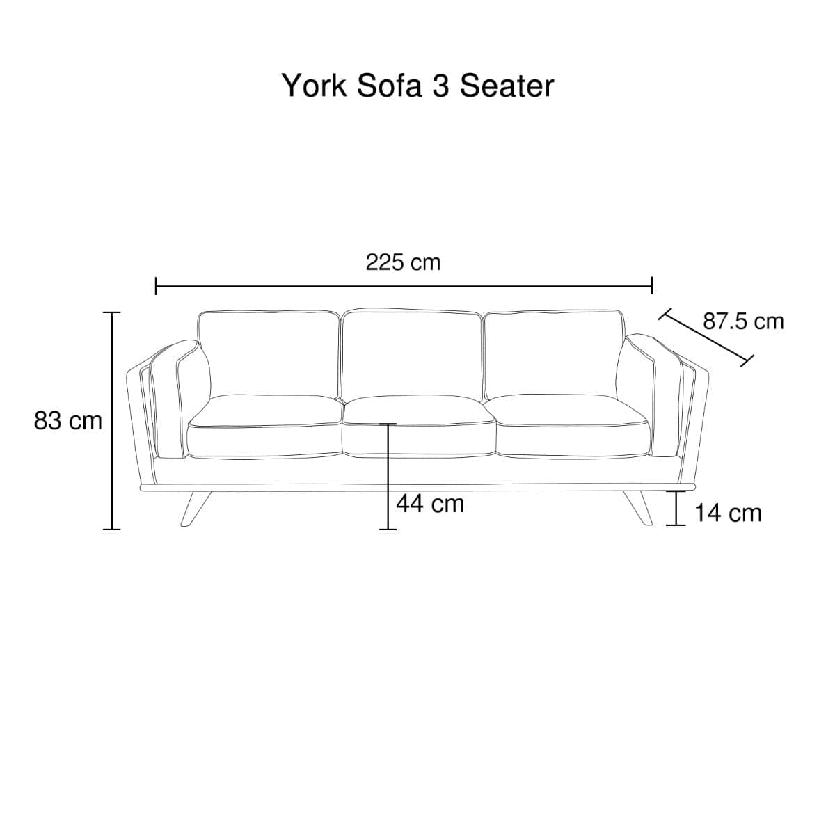 Brown 3-Seater Lounge Sofa With Wooden Frame