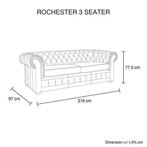 Brown Leather 3-Seater Button-Studded Sofa Set