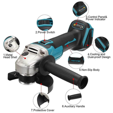 Cordless Angle Grinder Combo Kit With 2X Li-Ion Batteries