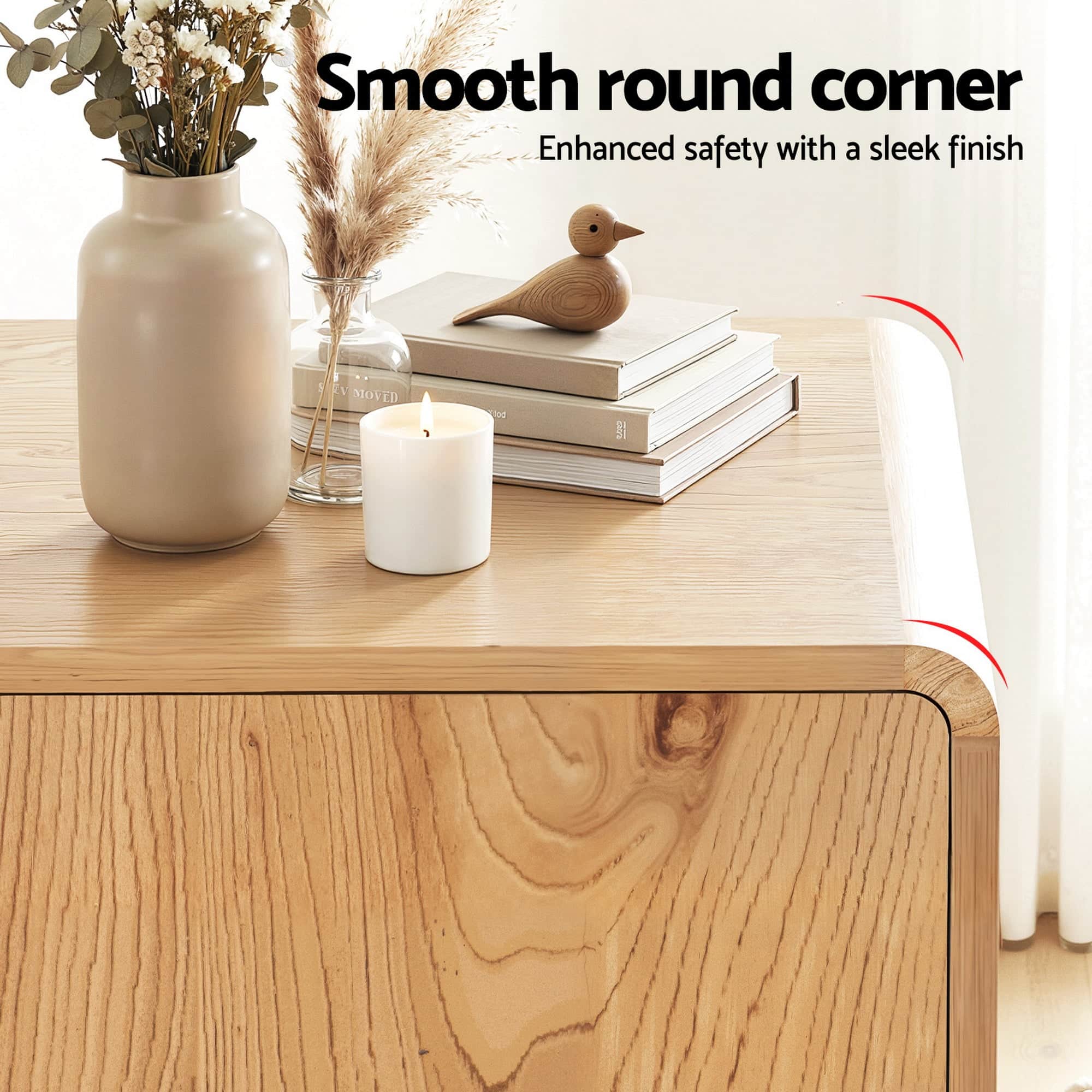 Buffet Sideboard Cabinet with Drawers Oak Scandinavian Modern Storage