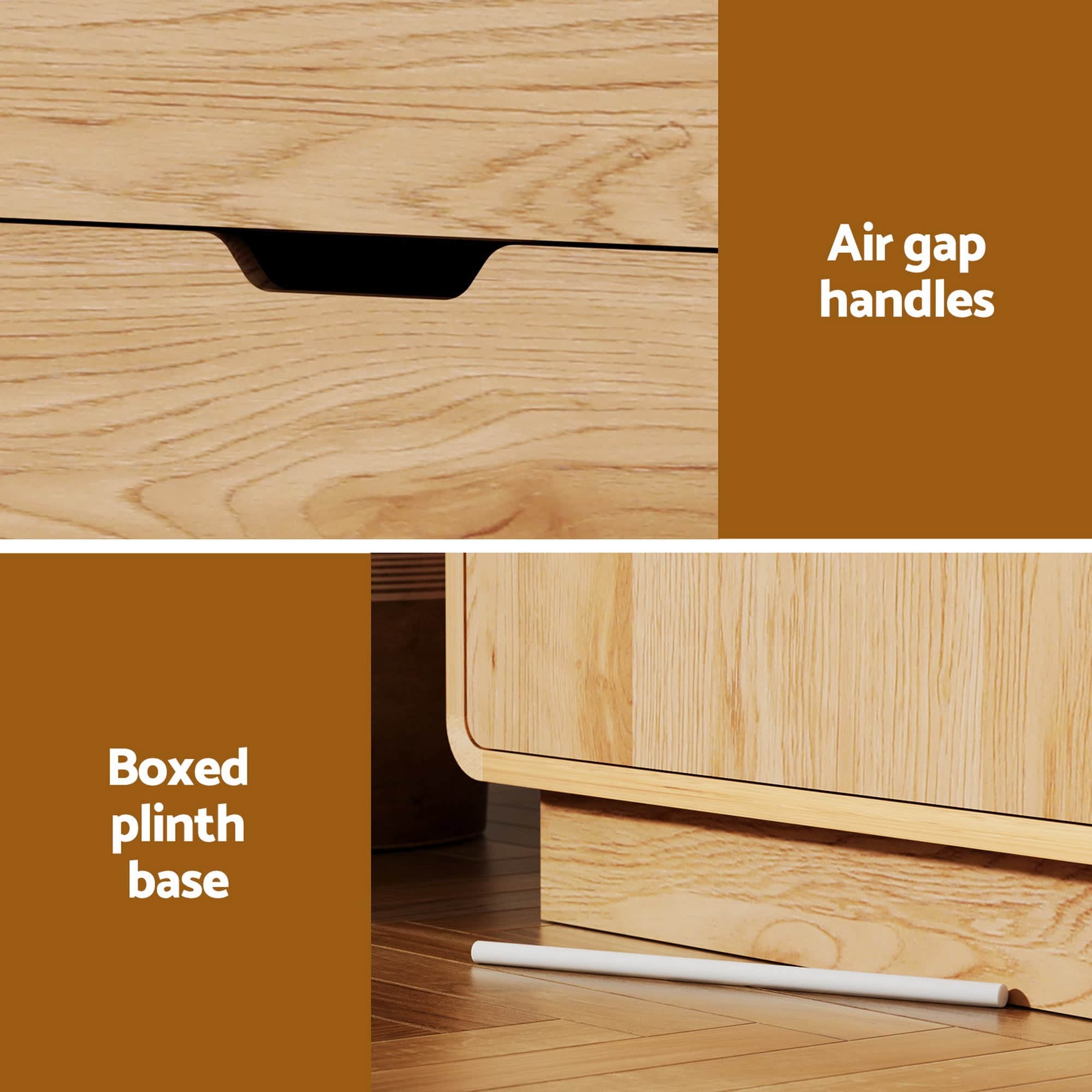 Buffet Sideboard Cabinet with Drawers Oak Scandinavian Modern Storage