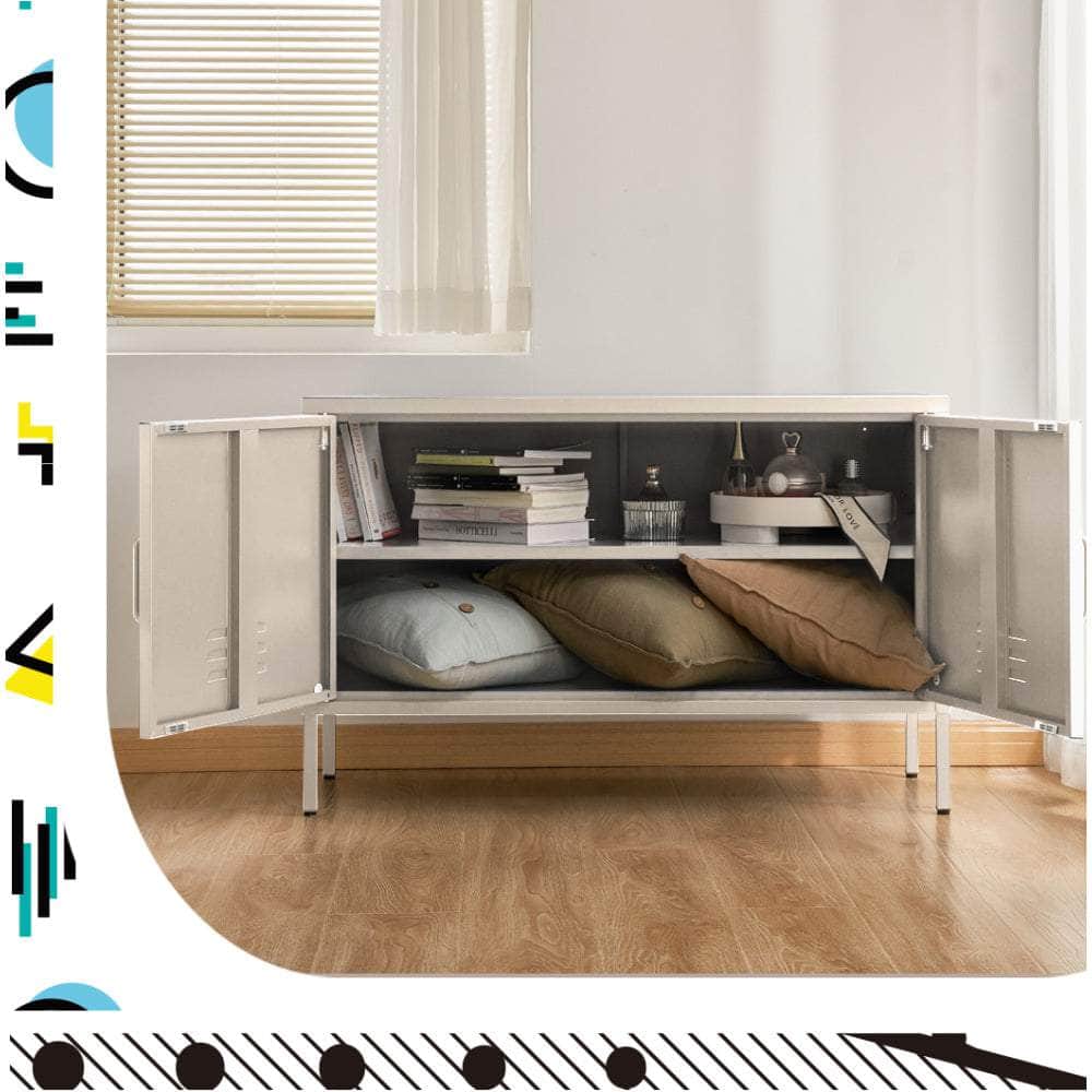 Buffet Sideboard Metal Cabinet - BASE Charcoal/Green/Pink/White