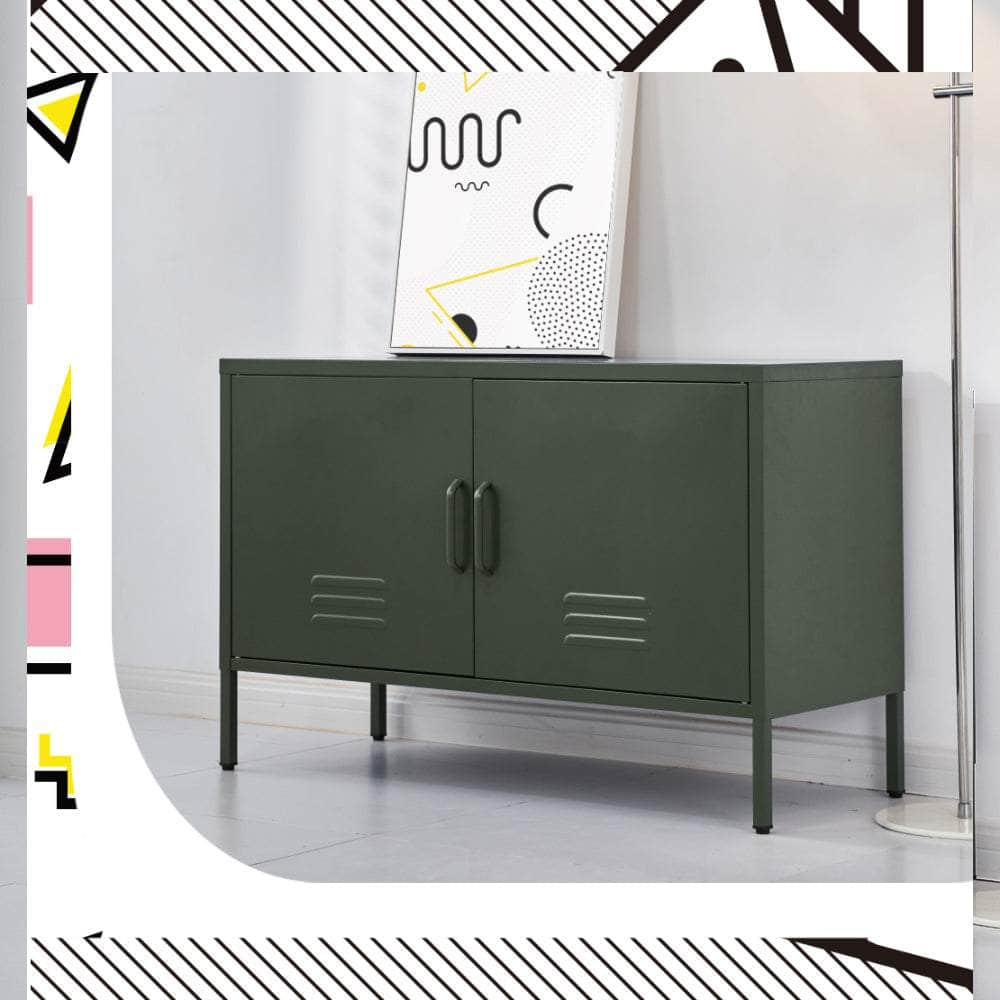 Buffet Sideboard Metal Cabinet - BASE Charcoal/Green/Pink/White