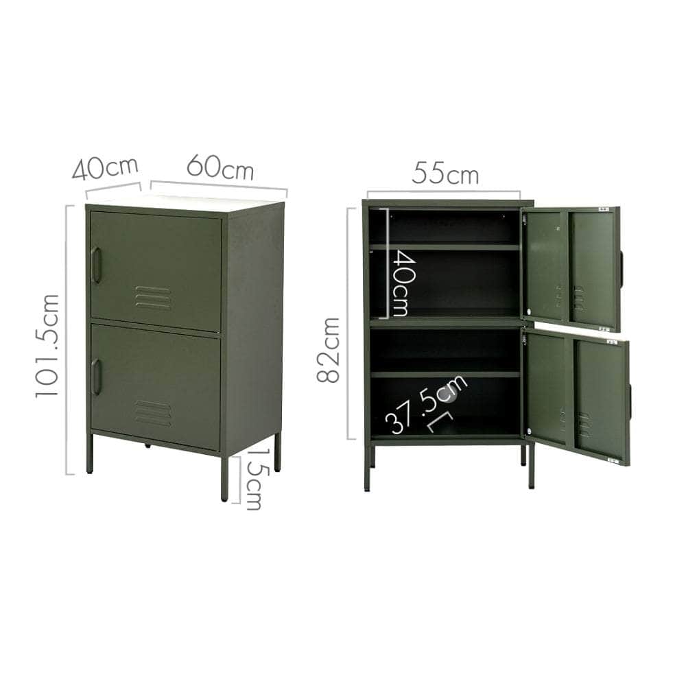 Buffet Sideboard Metal Cabinet - Double Green