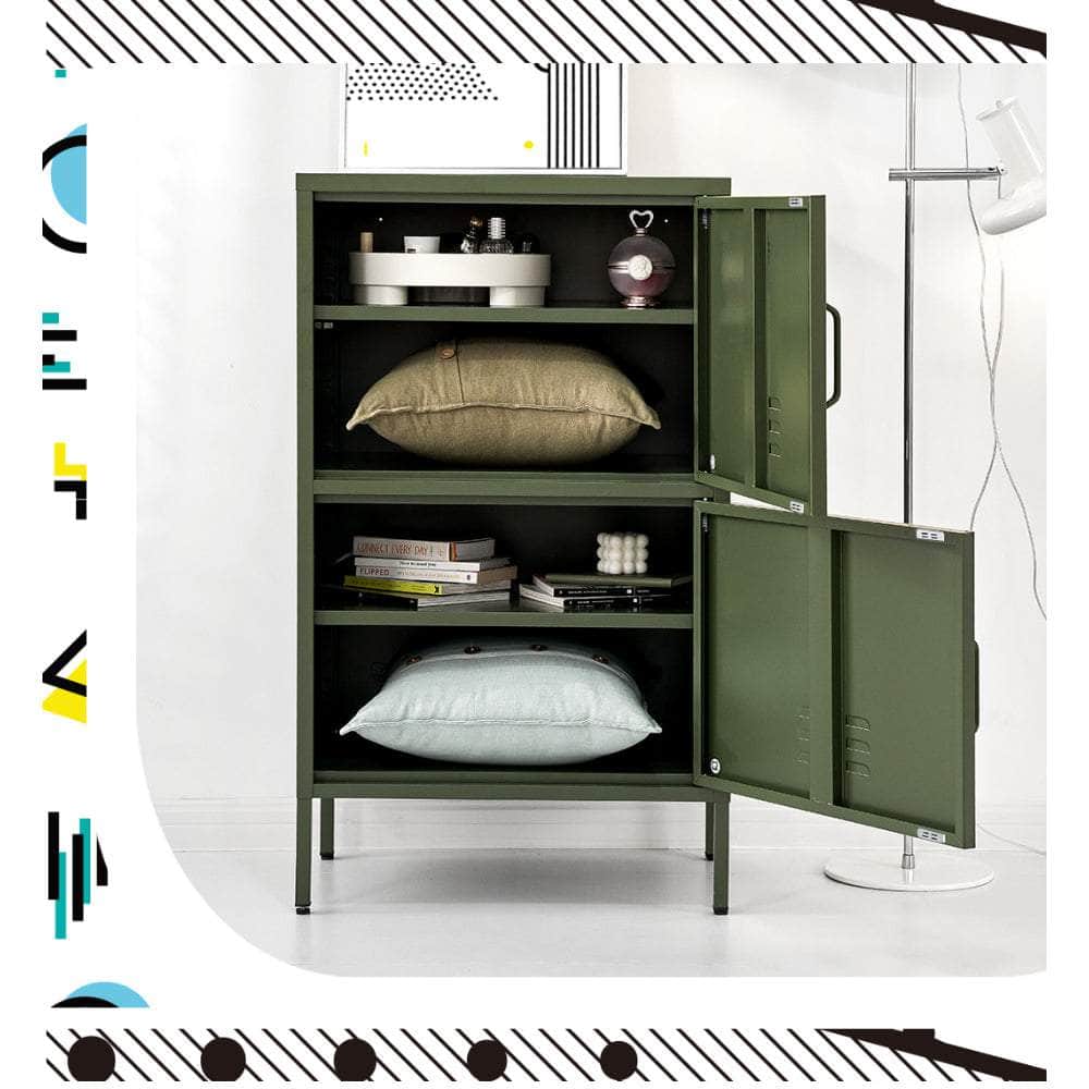 Buffet Sideboard Metal Cabinet - Double Green