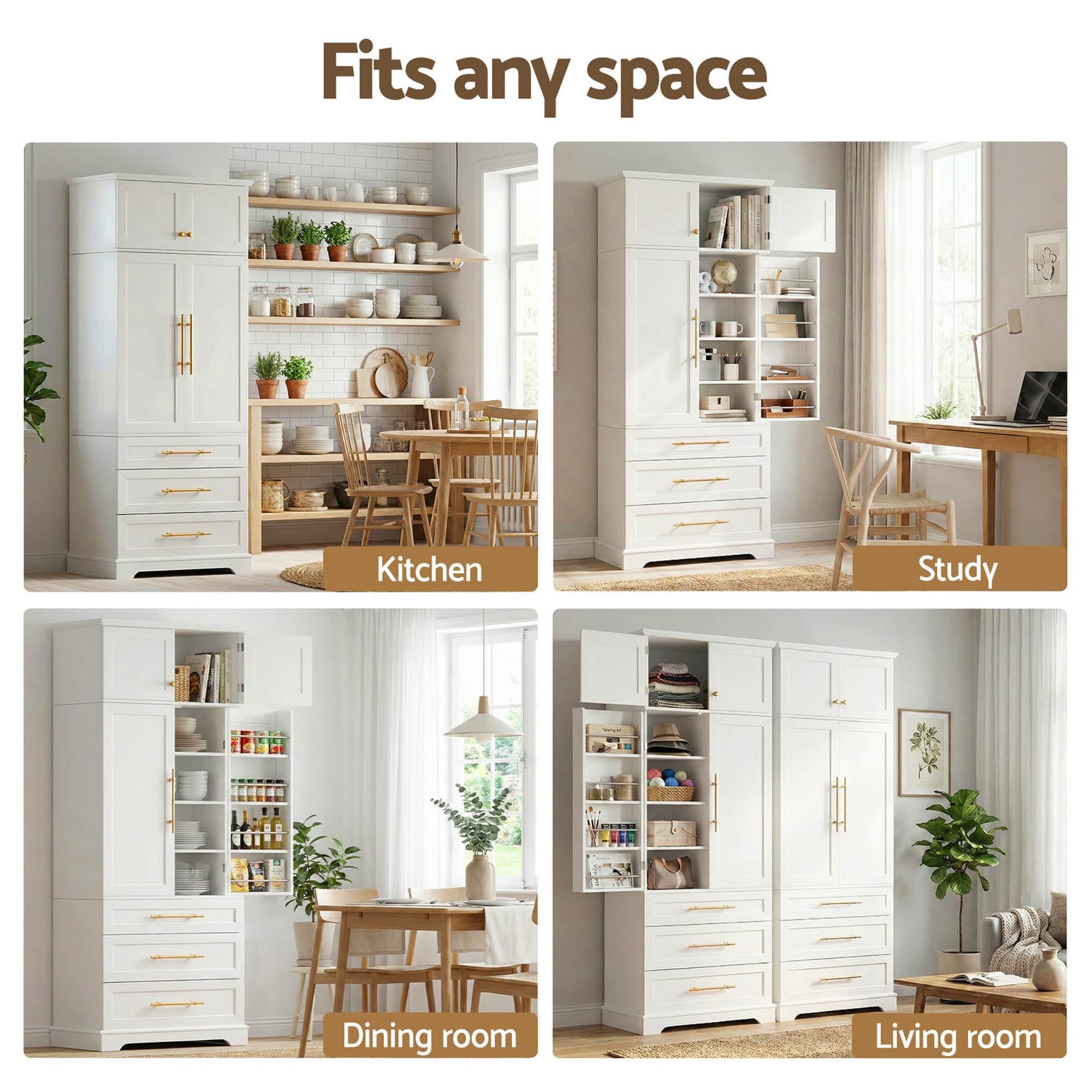 Buffet Sideboard Pantry Cabinet Hamptons Style Kitchen Storage Drawers