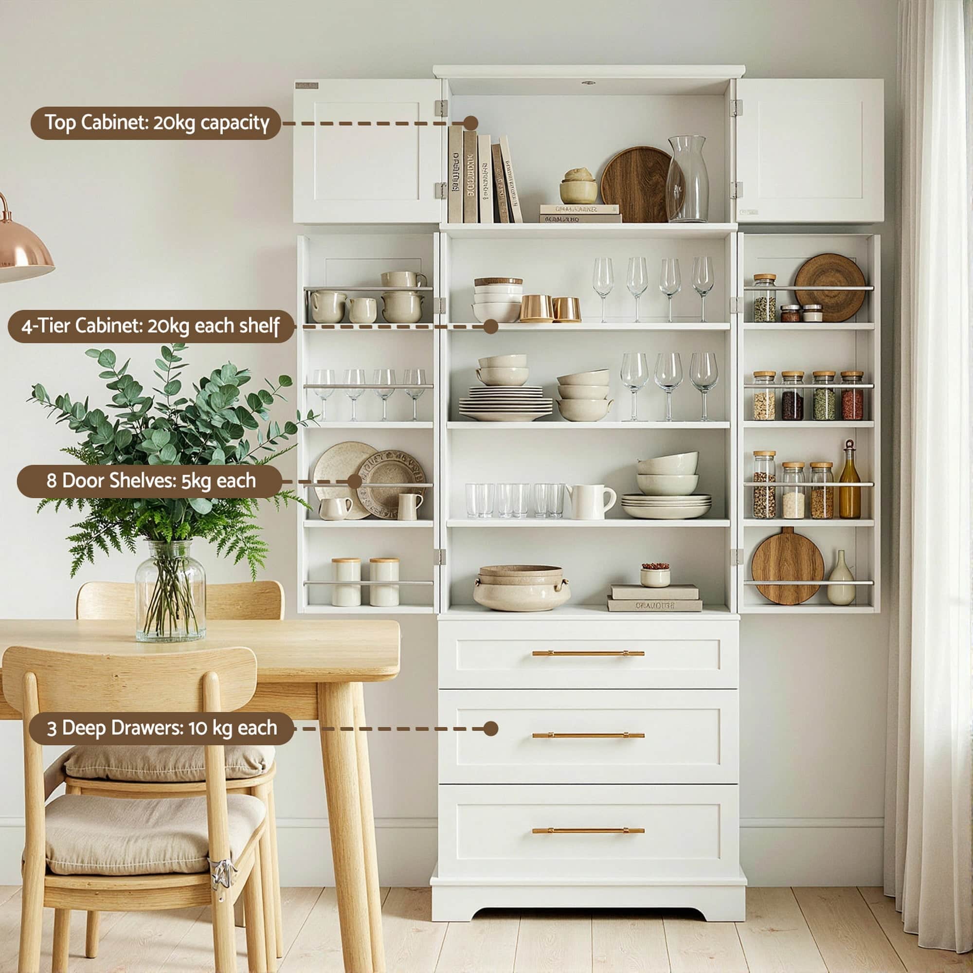 Buffet Sideboard Pantry Cabinet Hamptons Style Kitchen Storage Drawers