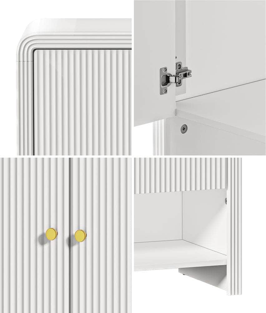 Buffet Sideboard Storage Cabinet White 2 Doors Cupboard for Dining Room